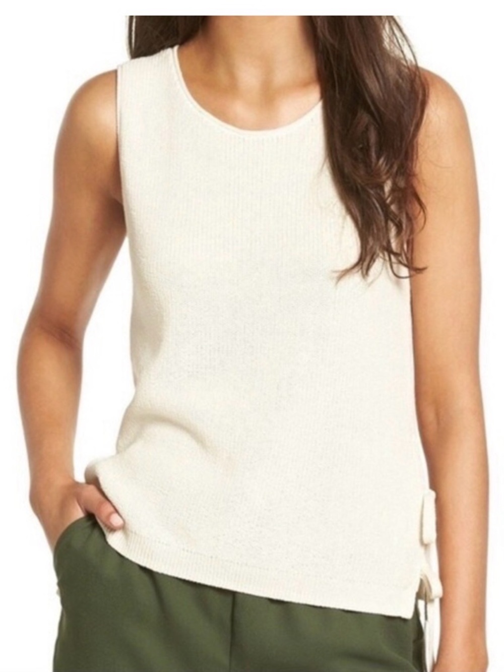 Madewell  Side Tie Women’s XXS Ivory Knit Sleeveless Top